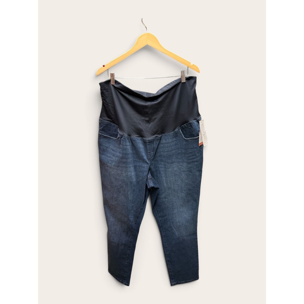Isabel Maternity Ingrid & Isabel Skinny Jeans Crossover Panel Blue Size 17 NWT